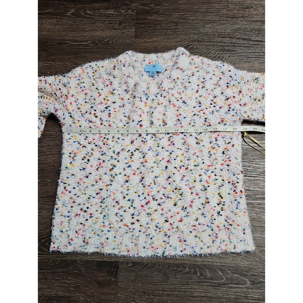 CeCe Women's Speckled Rainbow Confetti Bishop Sleeve Sweater Small - Picture 7 of 10
